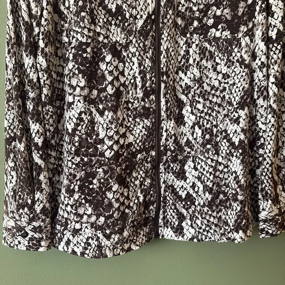 Belle by Kim Gravel TripleLuxe Knit Snake Print Utility Zip Sweater Sz L - Picture 4 of 7